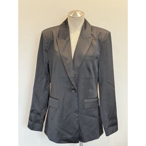 Steve Madden NWT Misha Blazer in Black Satin Size M - Picture 2 of 5